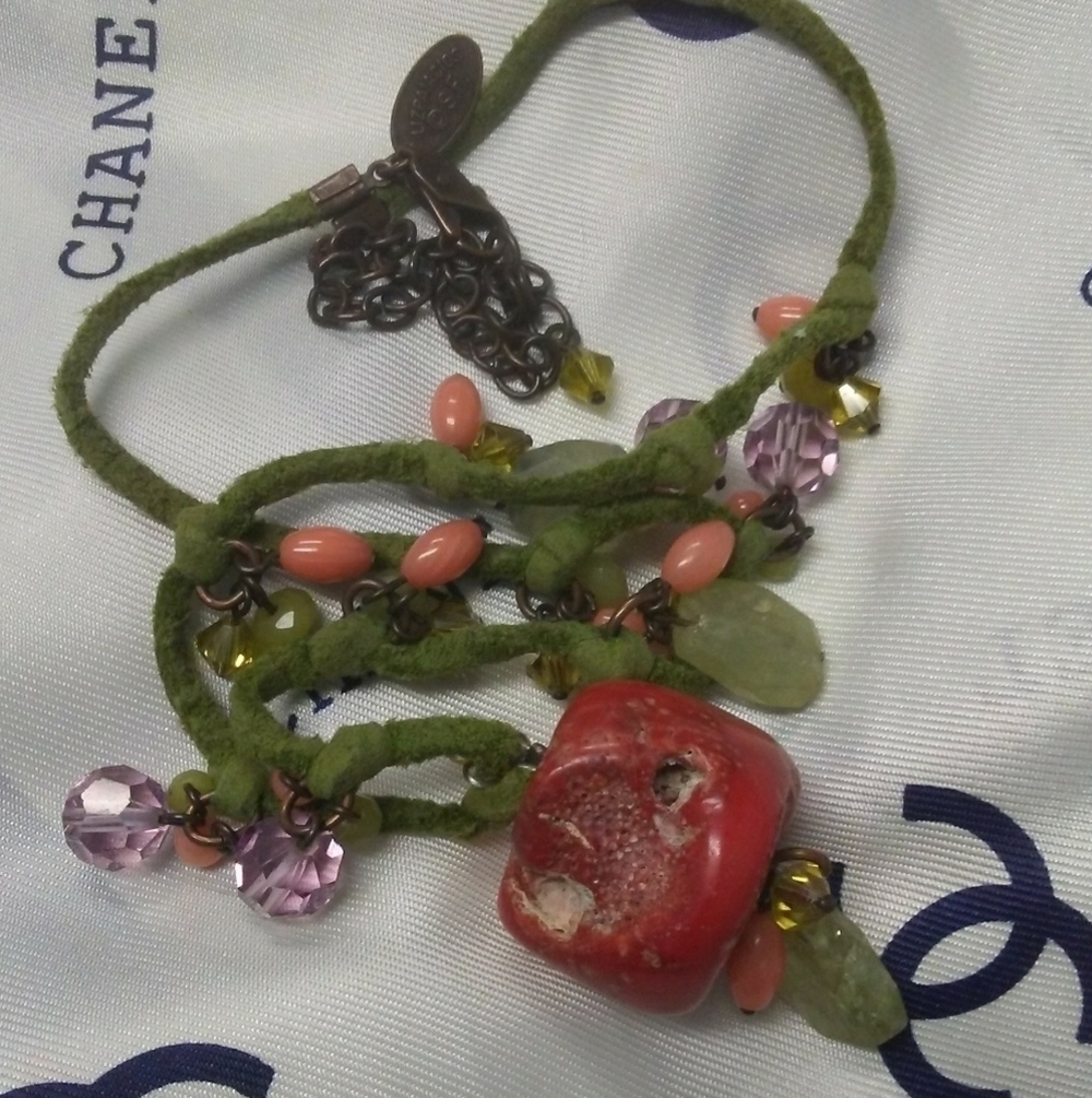 Liz Palacios S.F. Genuine Coral/Gems Necklace
